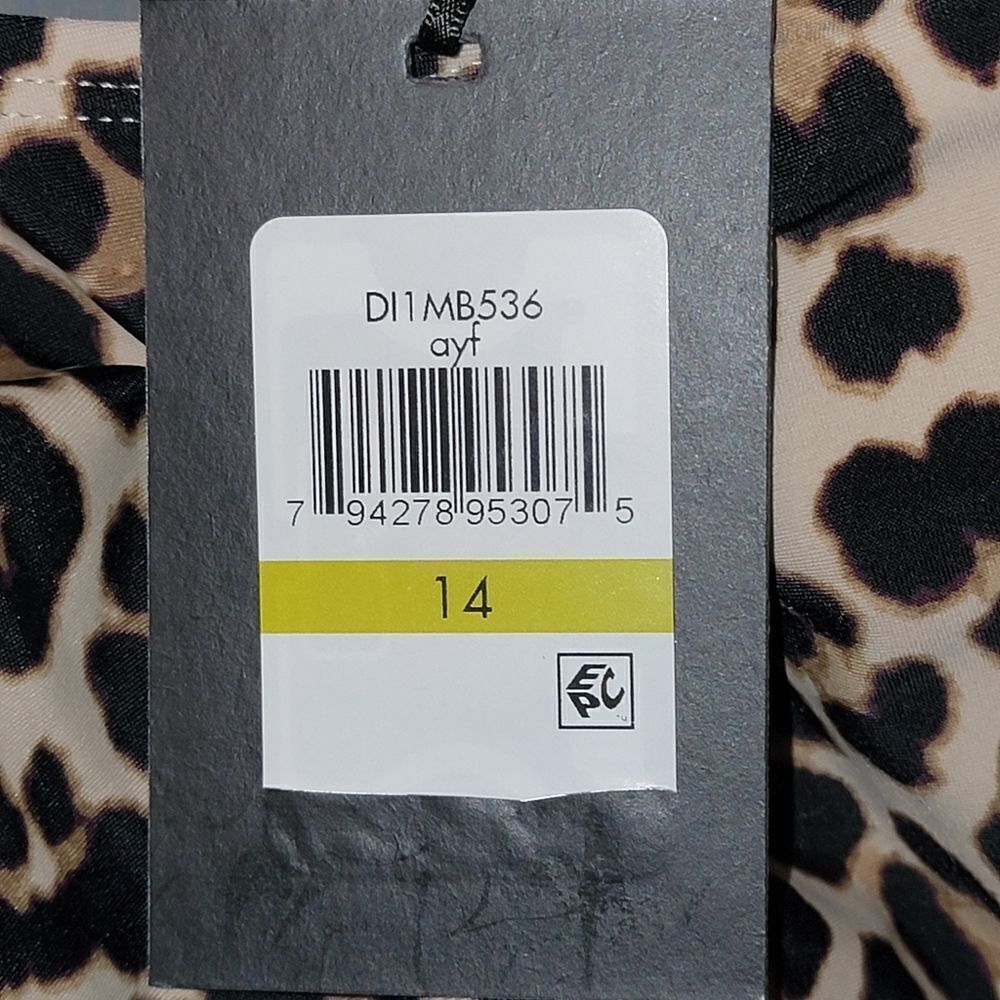 DKNY Women's Printed Leopard Scoop-Neck One-Piece Swimsuit Size 14 - Picture 11 of 16